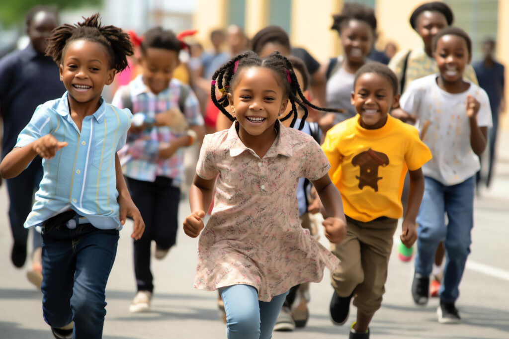 divers enfants souriants