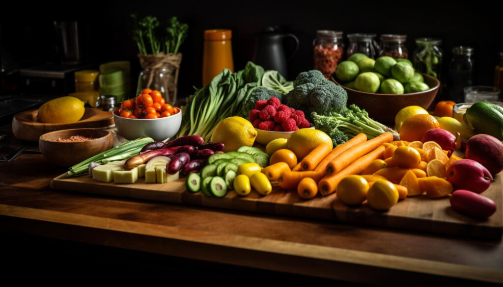  image de fruits, légumes et grains entiers colorés